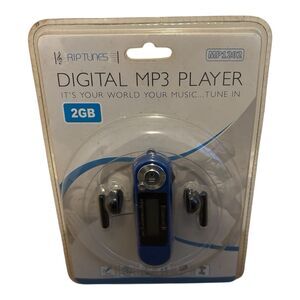 NEW Sealed Riptunes MP3 Player 2GB Blue Voice Recorder USB 2.0 Battery Powered
